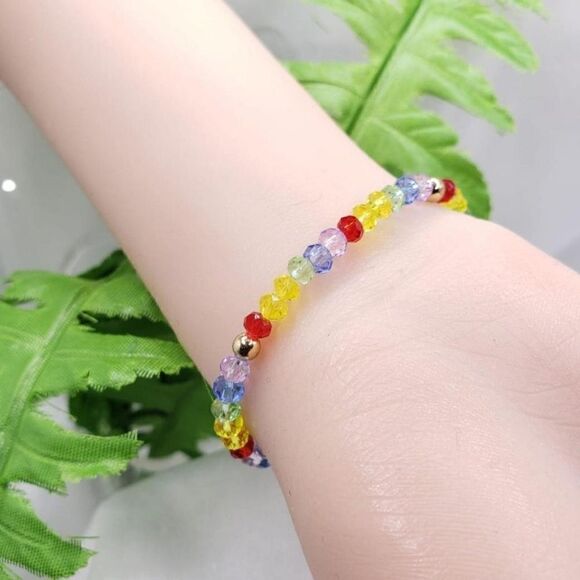 Brand New Rainbow Colour Bead Crystal Lucky Bracelet - Picture 3 of 3